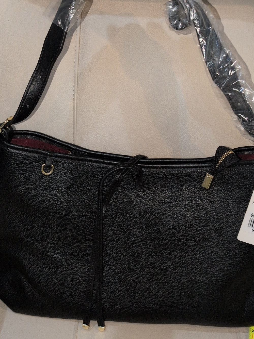Black Vegan Pebble Leather Shoulder Bag - And Pouch -  NWT